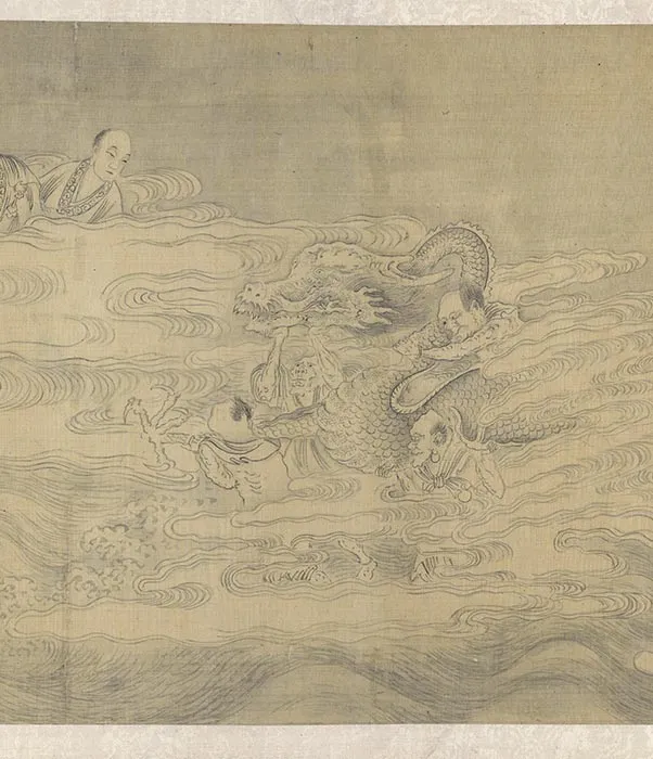 传李公麟白描佛道人物画《云海罗汉诸仙像》_11