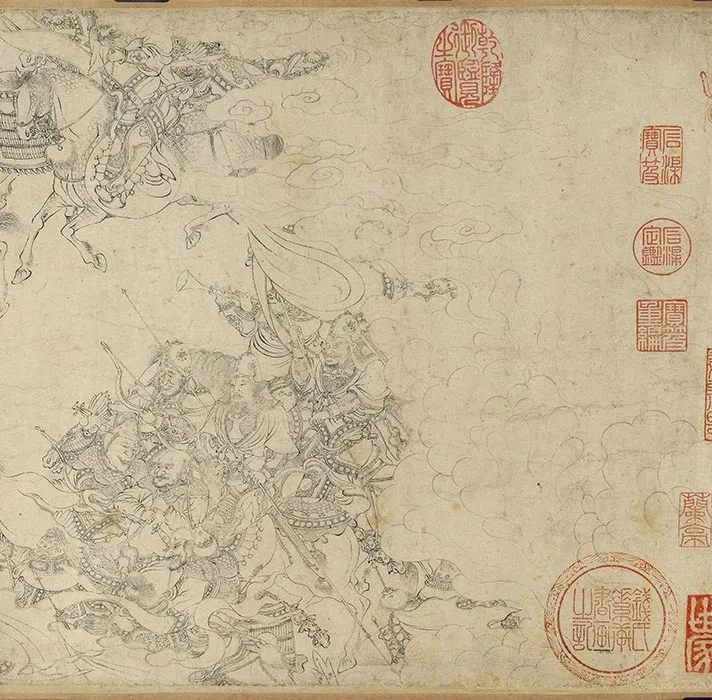 李公麟白描画《免胄图》卷_09