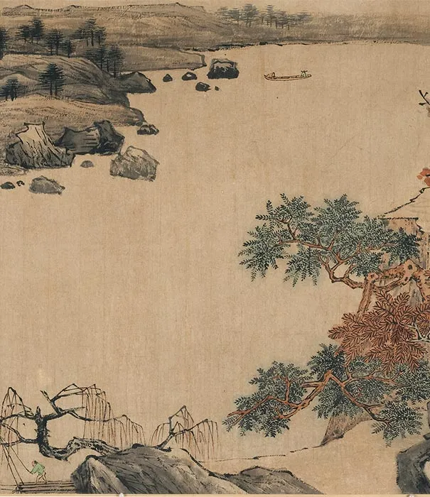 传李唐秋景山水《秋溪渔隐图》卷_05