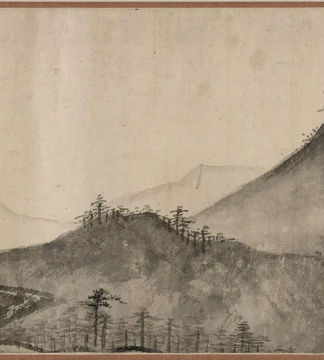 传夏圭水墨山水《晴江归棹图》卷_16