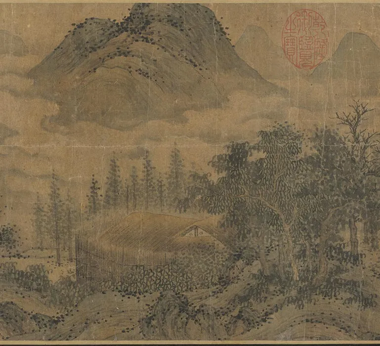陈汝言山水画《乔木山庄图》卷_09