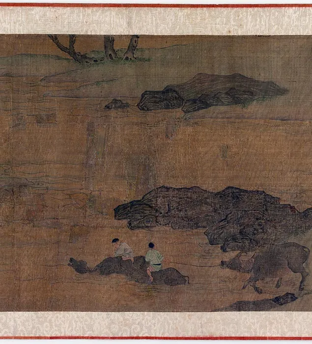 传李唐渡溪牧牛图卷_11