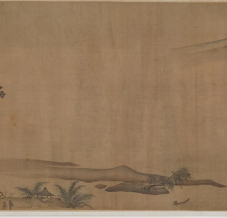 《千山竞秀图卷》又名《江村图卷》_05