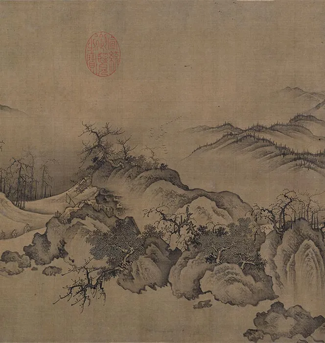 传燕文贵秋山萧寺图卷_21