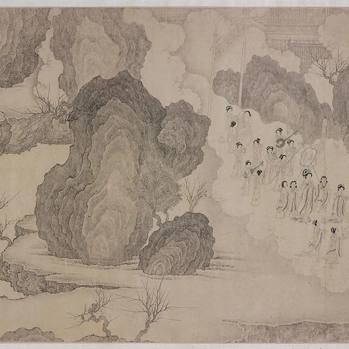传李公麟山水人物画《群仙高会图》卷_10
