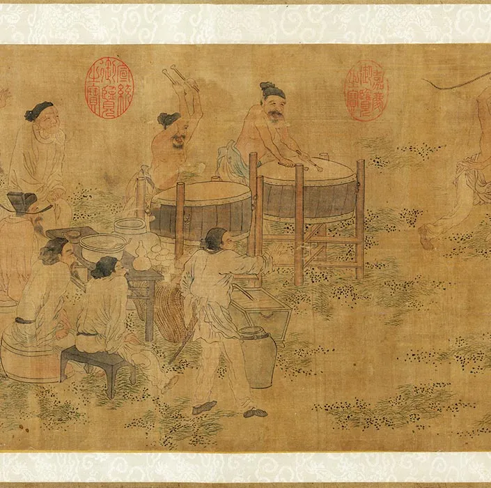 宋刘松年斗牛图卷_03