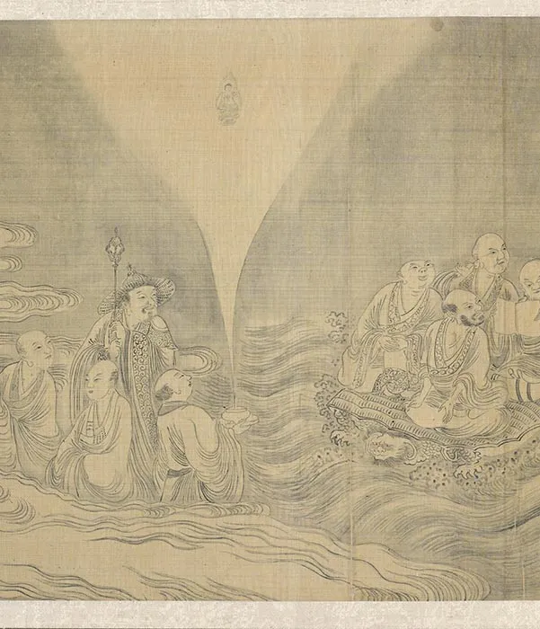 传李公麟白描佛道人物画《云海罗汉诸仙像》_08