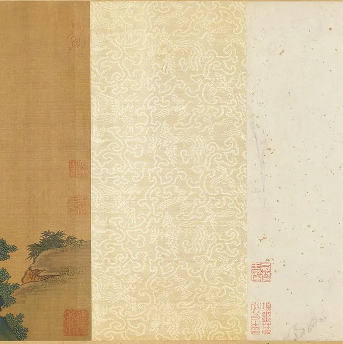 传刘松年青绿山水人物画《山亭高会图》卷_13