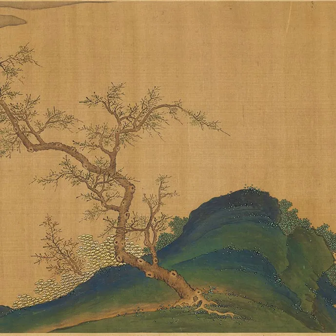 传刘松年青绿山水人物画《山亭高会图》卷_12
