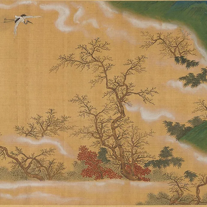 传刘松年青绿山水人物画《山亭高会图》卷_04