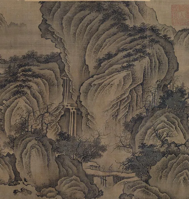 传燕文贵秋山萧寺图卷_23