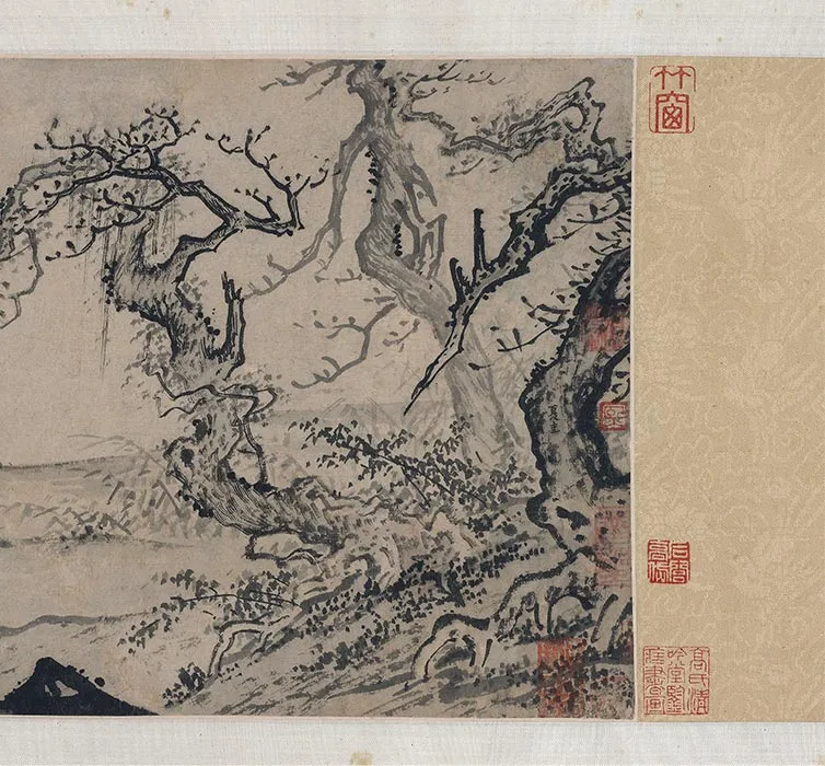 传夏圭水墨山水画《秋江渔乐图》卷_12