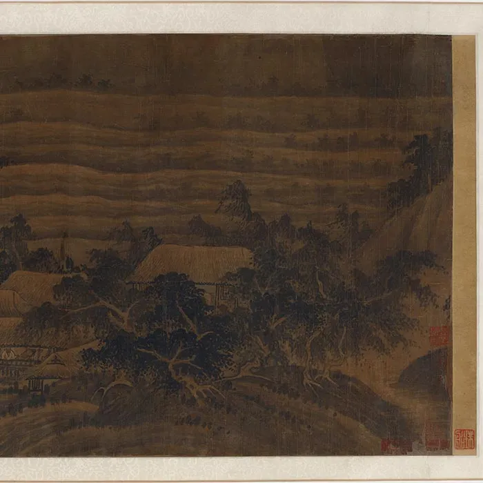 传董源山水画《溪谷村居图》卷_15