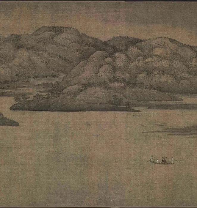 董源山水画《潇湘图》卷_09