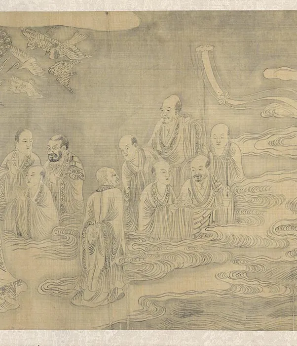 传李公麟白描佛道人物画《云海罗汉诸仙像》_06