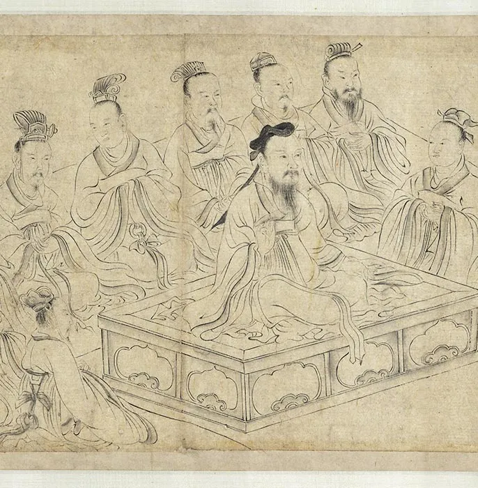 传宋李公麟画孝经图卷_31
