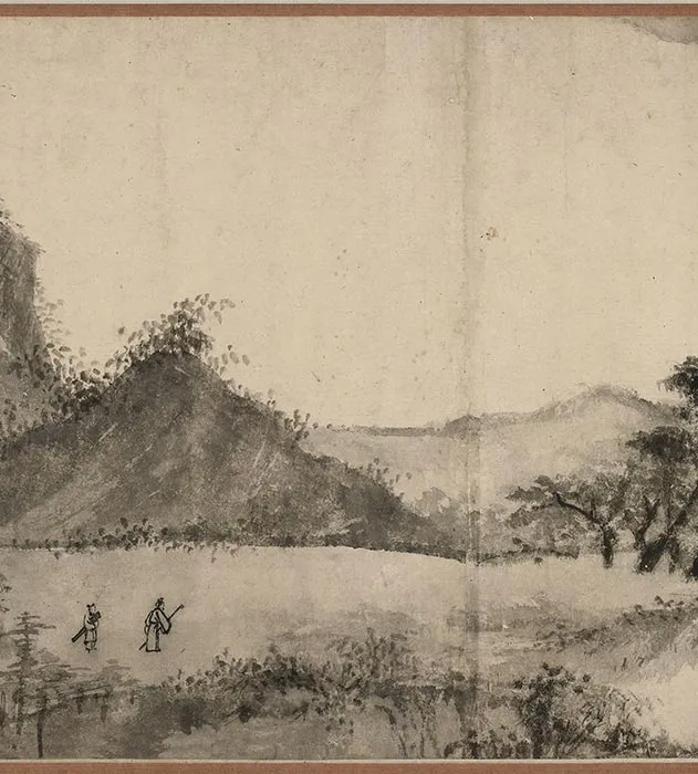 传夏圭水墨山水《晴江归棹图》卷_07