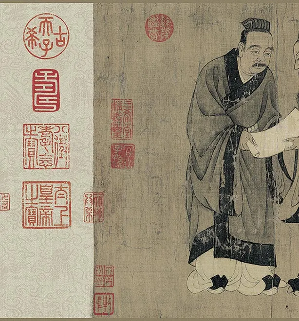 传阎立本人物画《孔子弟子图》卷_01