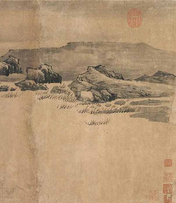传李唐秋景山水《秋溪渔隐图》卷_15