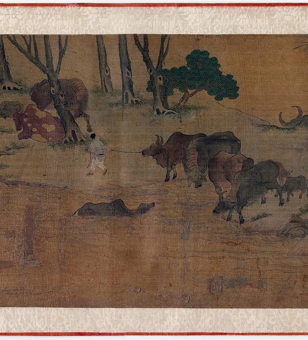 传李唐渡溪牧牛图卷_09