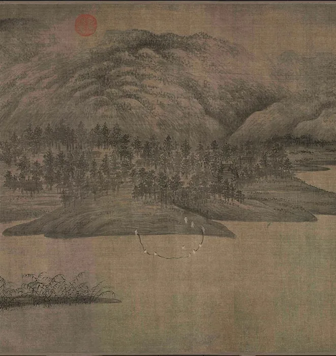 董源山水画《潇湘图》卷_08