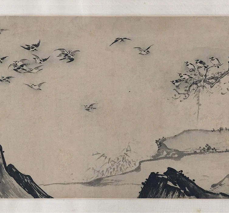 传夏圭水墨山水画《秋江渔乐图》卷_11