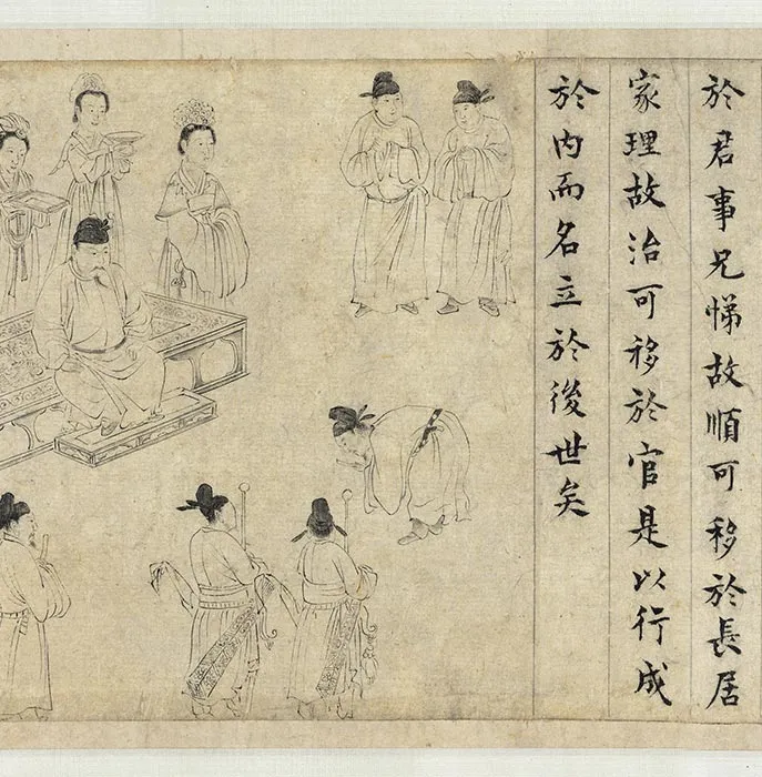 传宋李公麟画孝经图卷_09