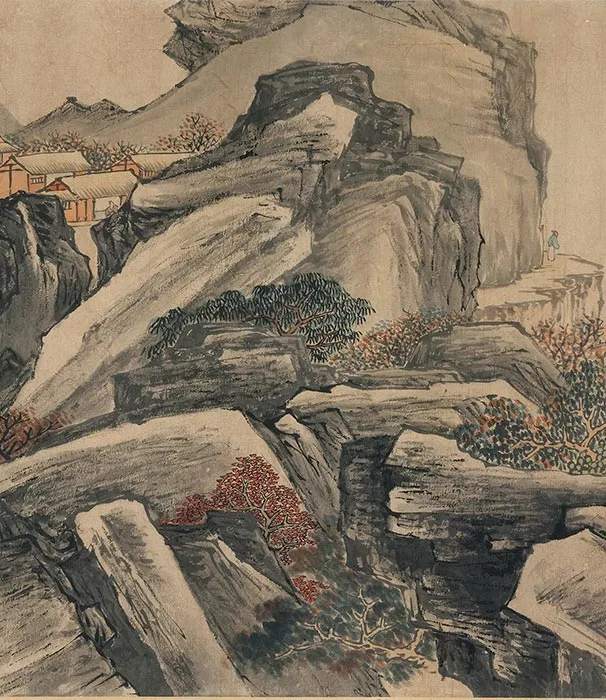 传李唐秋景山水《秋溪渔隐图》卷_08