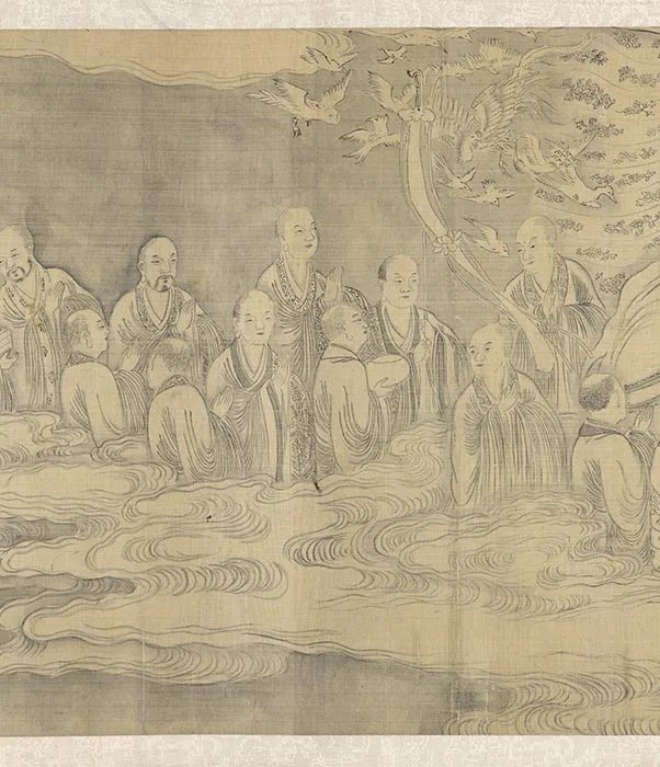 传李公麟白描佛道人物画《云海罗汉诸仙像》_04