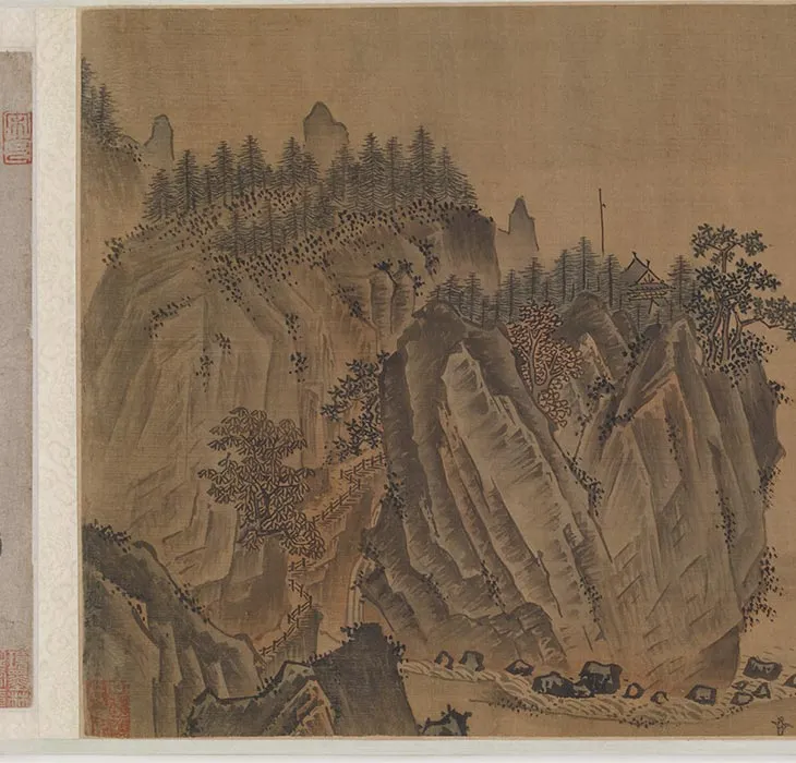《千山竞秀图卷》又名《江村图卷》_04