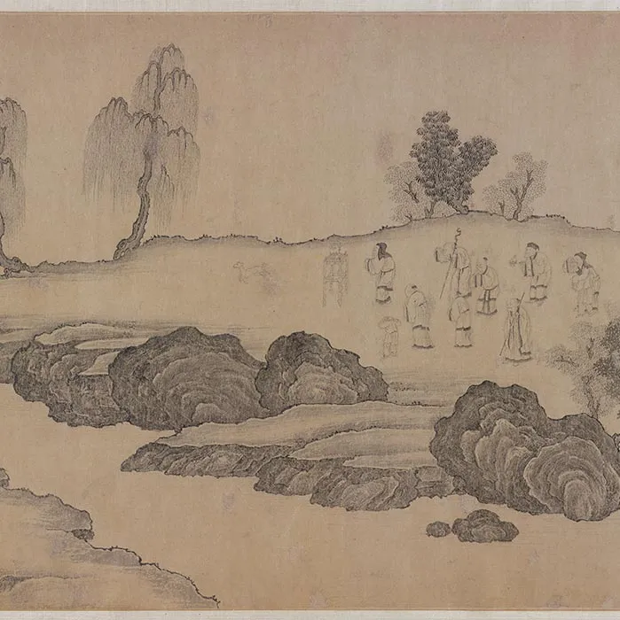 传李公麟山水人物画《群仙高会图》卷_20