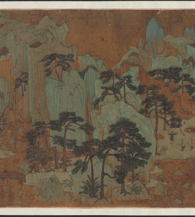 陈汝言青绿山水《仙山楼阁图》卷_07