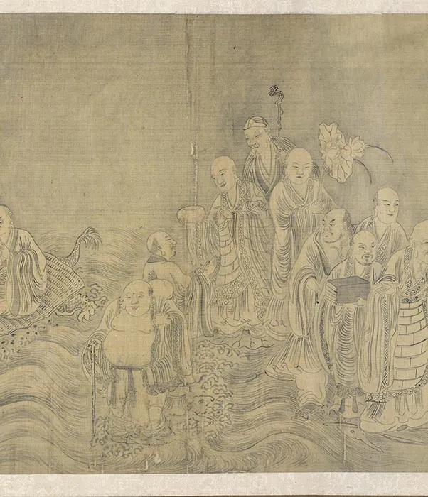 传李公麟白描佛道人物画《云海罗汉诸仙像》_09