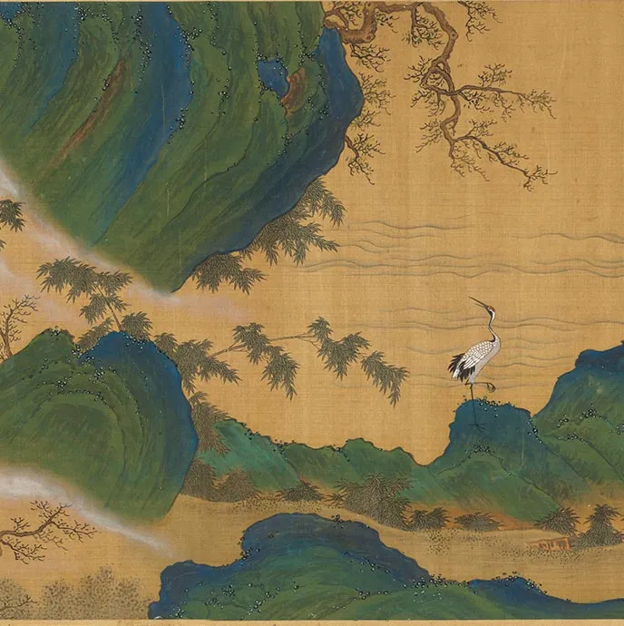 传刘松年青绿山水人物画《山亭高会图》卷_05