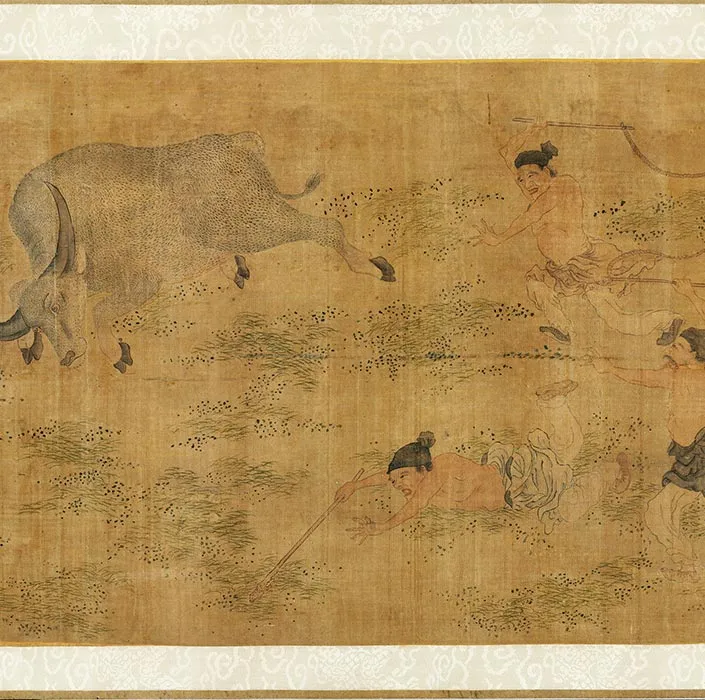 宋刘松年斗牛图卷_05