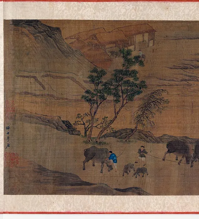 传李唐渡溪牧牛图卷_04