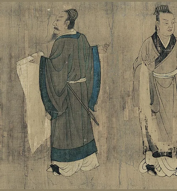 传阎立本人物画《孔子弟子图》卷_05