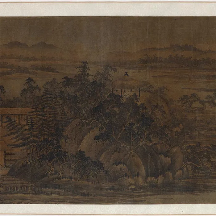 传董源山水画《溪谷村居图》卷_10
