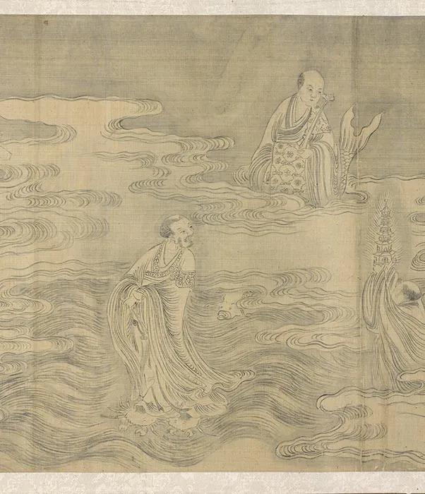 传李公麟白描佛道人物画《云海罗汉诸仙像》_07
