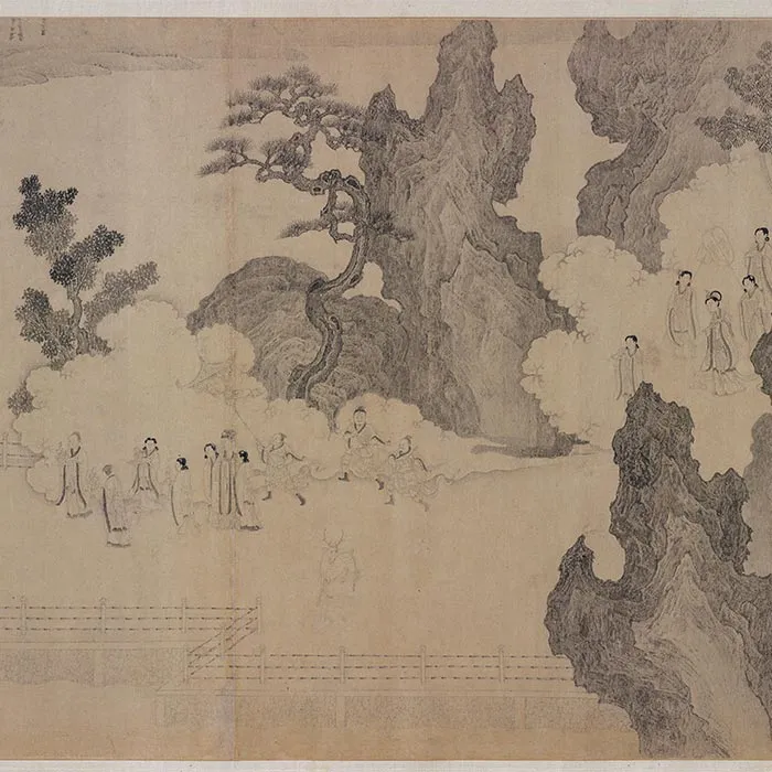 传李公麟山水人物画《群仙高会图》卷_15