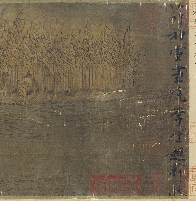 赵干《江行初雪图》卷_19