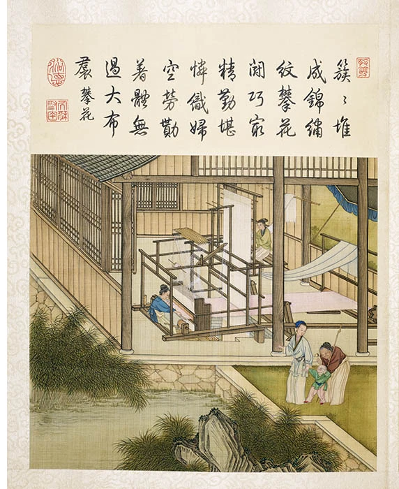 陈枚《耕织图册·攀花》
