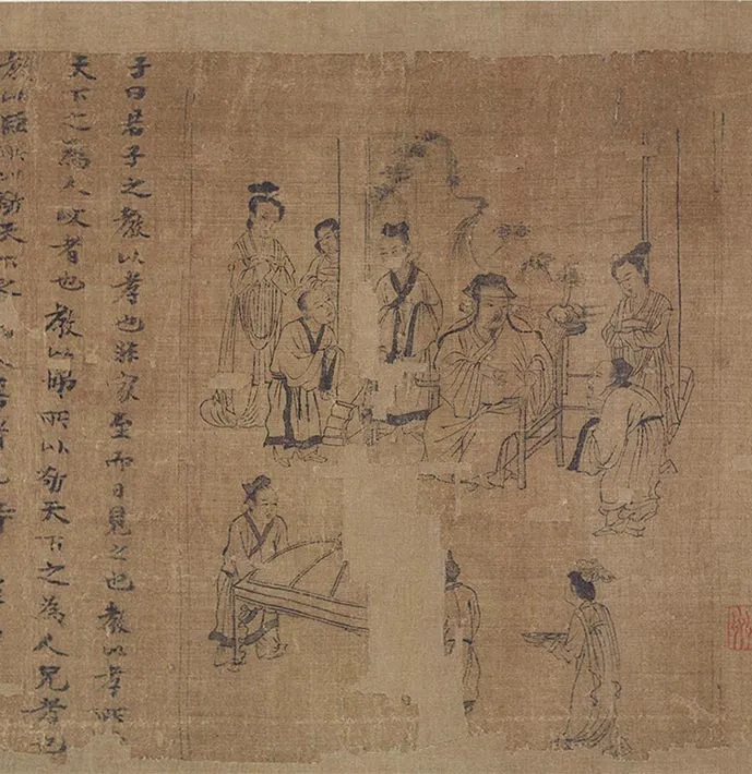 李公麟白描《孝经图》卷_08