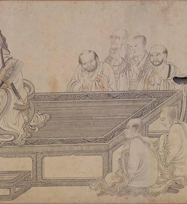 传李公麟白描画《维摩演教图》卷_13
