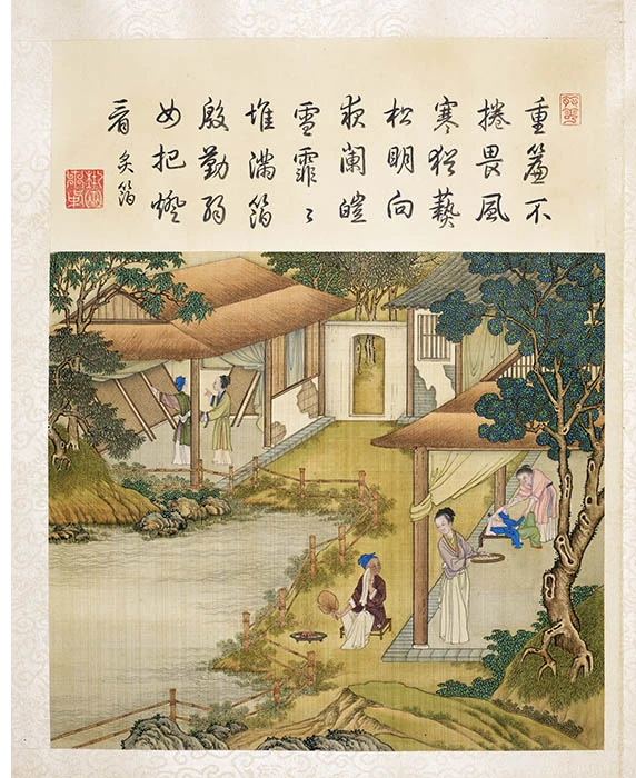 陈枚《耕织图册·炙箔》