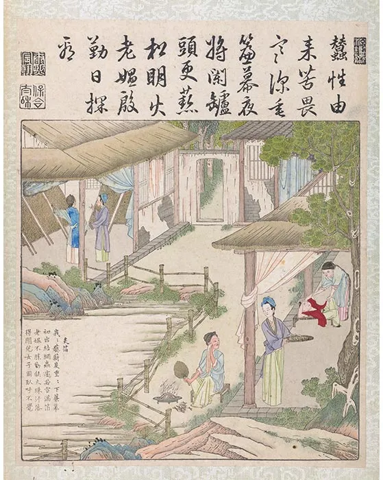 32《御制耕织图·炙箔》