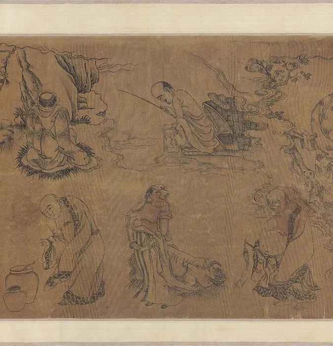 传李公麟白描佛道人物图_11