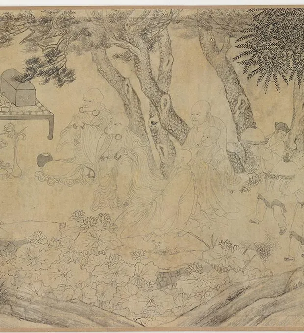 传李公麟《莲社图》卷_23