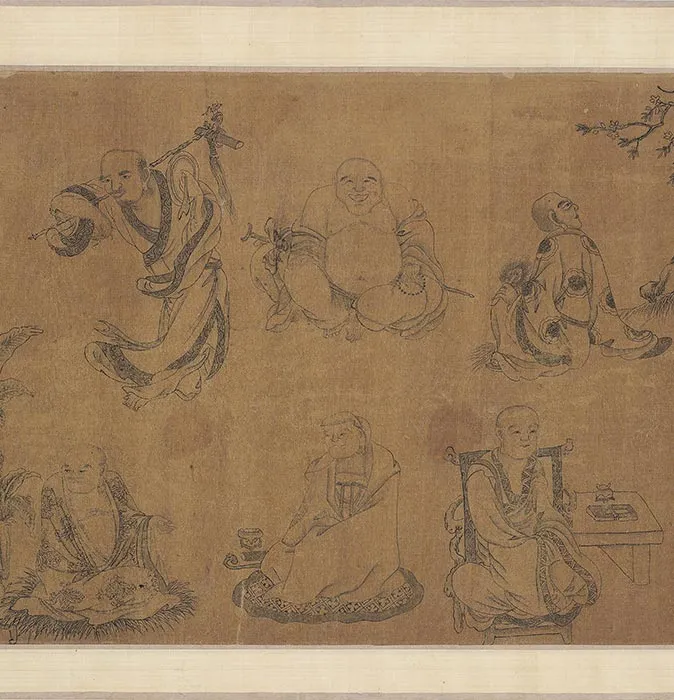 传李公麟白描佛道人物图_10