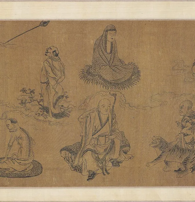 传李公麟白描佛道人物图_04